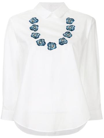Miyao Floral Embroidery Blouse - White