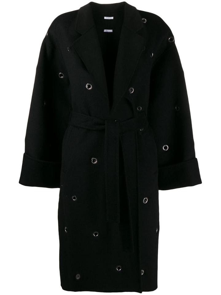 P.a.r.o.s.h. Eyelet Midi Coat - Black