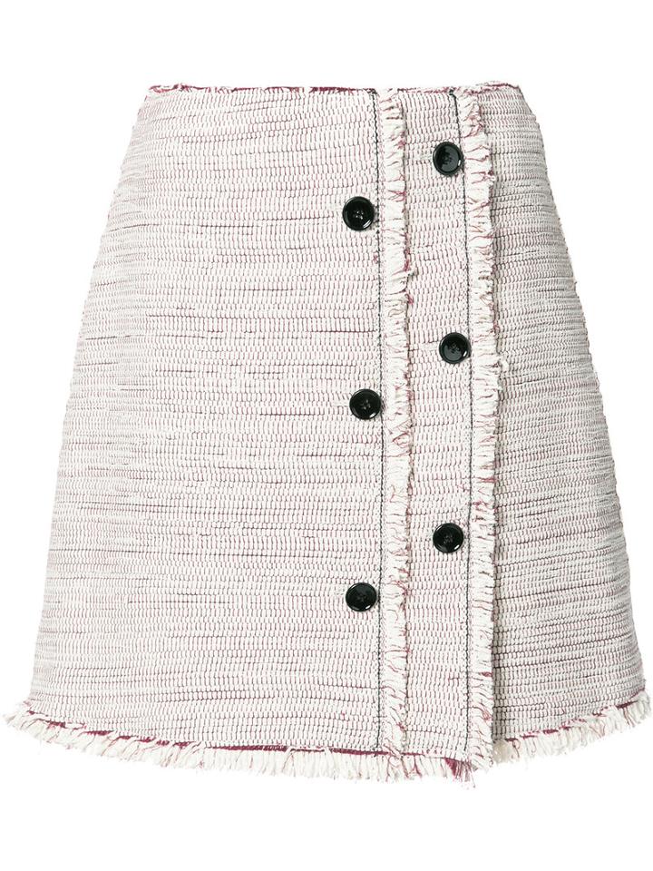 Proenza Schouler Button Detailing Skirt, Women's, Size: 6, Red, Acetate/silk/cotton