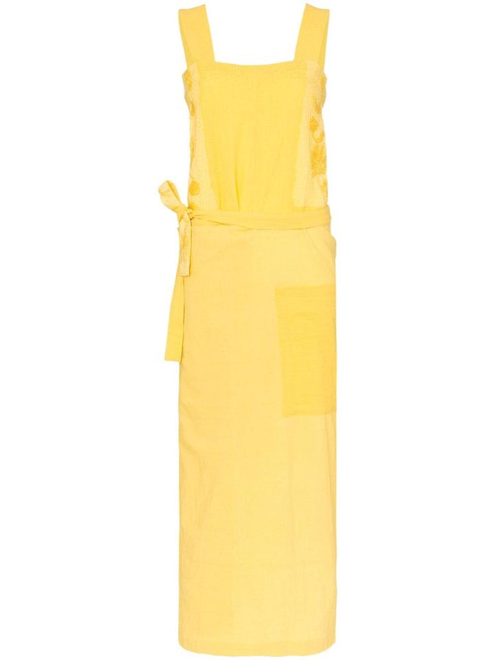 By Walid Shirley Embroidered Wrap-panel Dress - Yellow