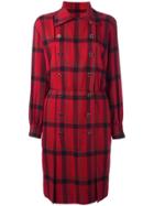 Yves Saint Laurent Vintage Longsleeved Check Dress - Red