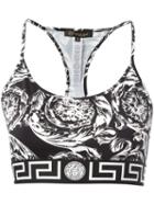 Versace Printed Crop Top, Women's, Size: 3, Black, Nylon/spandex/elastane