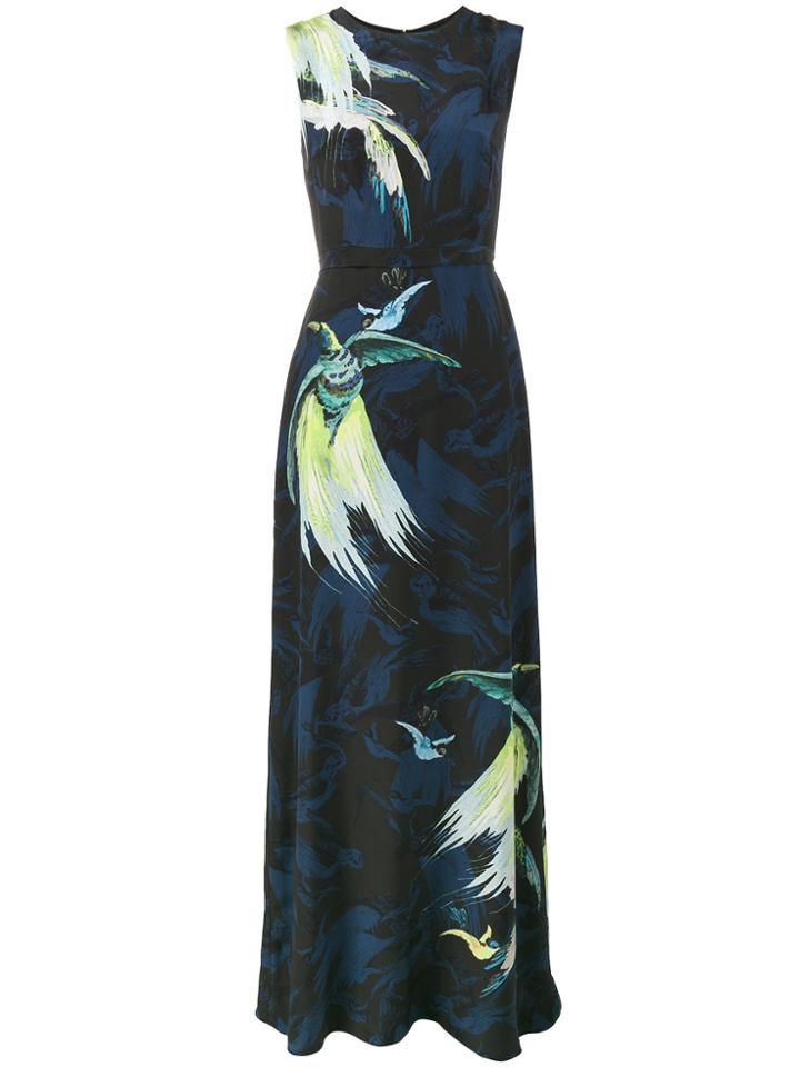 Erdem Bird Printed Evening Dress - Blue