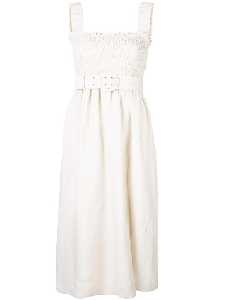 Nicholas Smocked Midi Dress - Neutrals