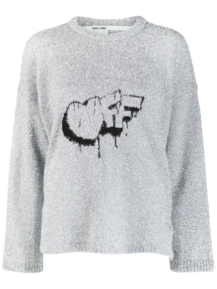 Off-white Off Crew Neck Jumper - Silver