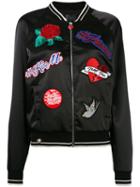 Embroidered Bomber Jacket - Women - Polyester/spandex/elastane - L, Black, Polyester/spandex/elastane, Philipp Plein