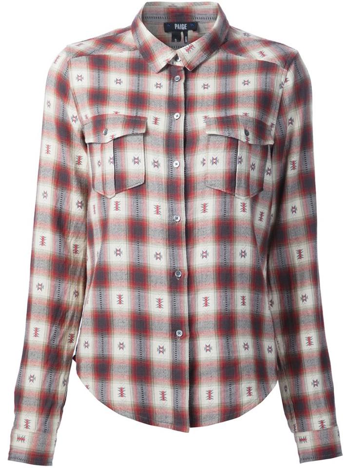 Paige Checked Shirt, Women's, Size: Small, Red, Cotton