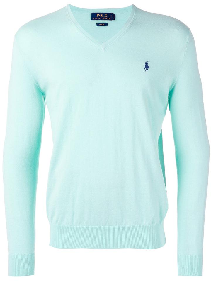 Polo Ralph Lauren - V-neck Sweater - Men - Cotton/cashmere - Xl, Blue, Cotton/cashmere
