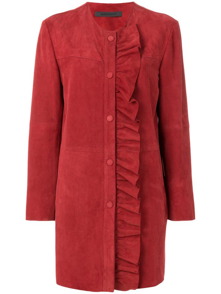 Simonetta Ravizza Ruffle Detail Coat - Red