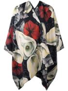 Ermanno Gallamini Double Face Floral Poncho, Women's, Silk/wool