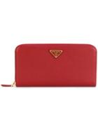 Prada Zip Around Wallet - Red