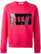 Msgm Logo Print Sweatshirt, Men's, Size: Xs, Pink/purple, Cotton