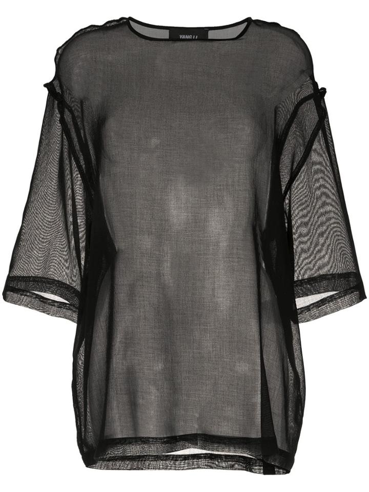 Yang Li Sheer Panel Blouse - Black
