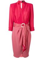 Elisabetta Franchi Two-tone Belted Dress - Pink