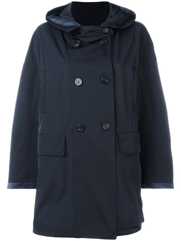Moncler - Hooded Mid-length Coat - Women - Polyester/spandex/elastane - 2, Women's, Blue, Polyester/spandex/elastane