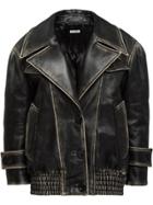 Miu Miu Vintage-effect Leather Jacket - F0002 Black