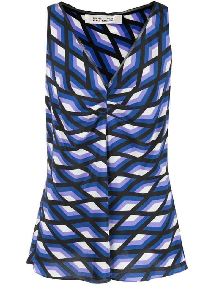 Diane Von Furstenberg Printed Ruched Vest - Blue
