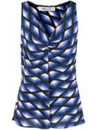 Diane Von Furstenberg Printed Ruched Vest - Blue