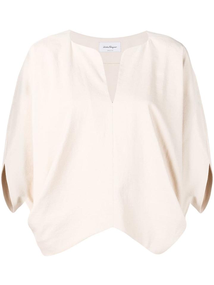 Salvatore Ferragamo Three-quarter Sleeve Top - Neutrals