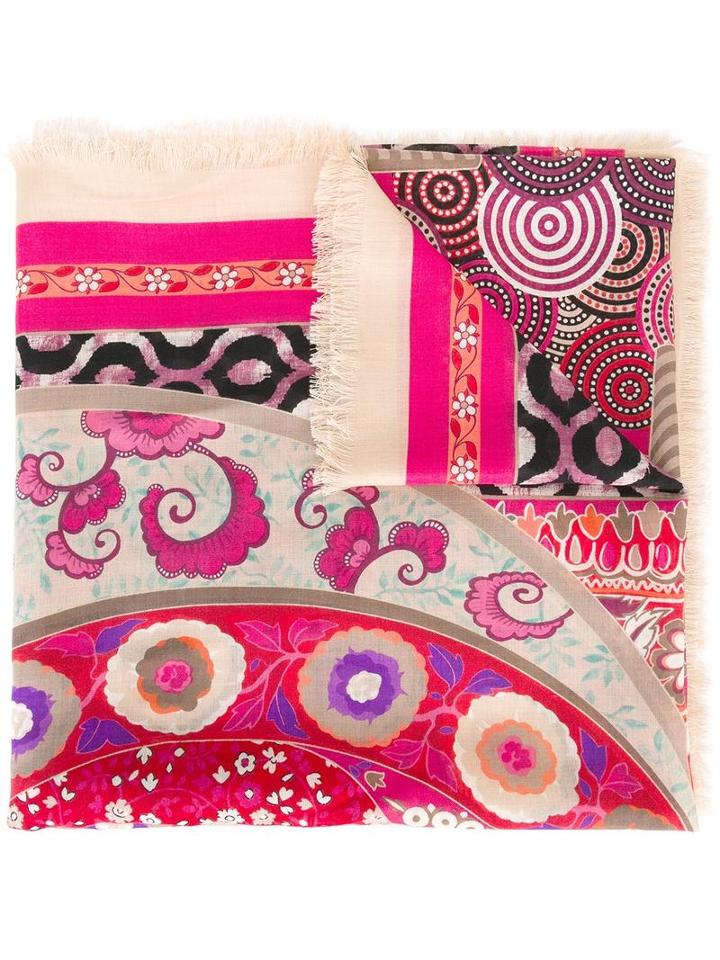 Salvatore Ferragamo Mix Print Scarf, Women's, Pink/purple, Cashmere/silk