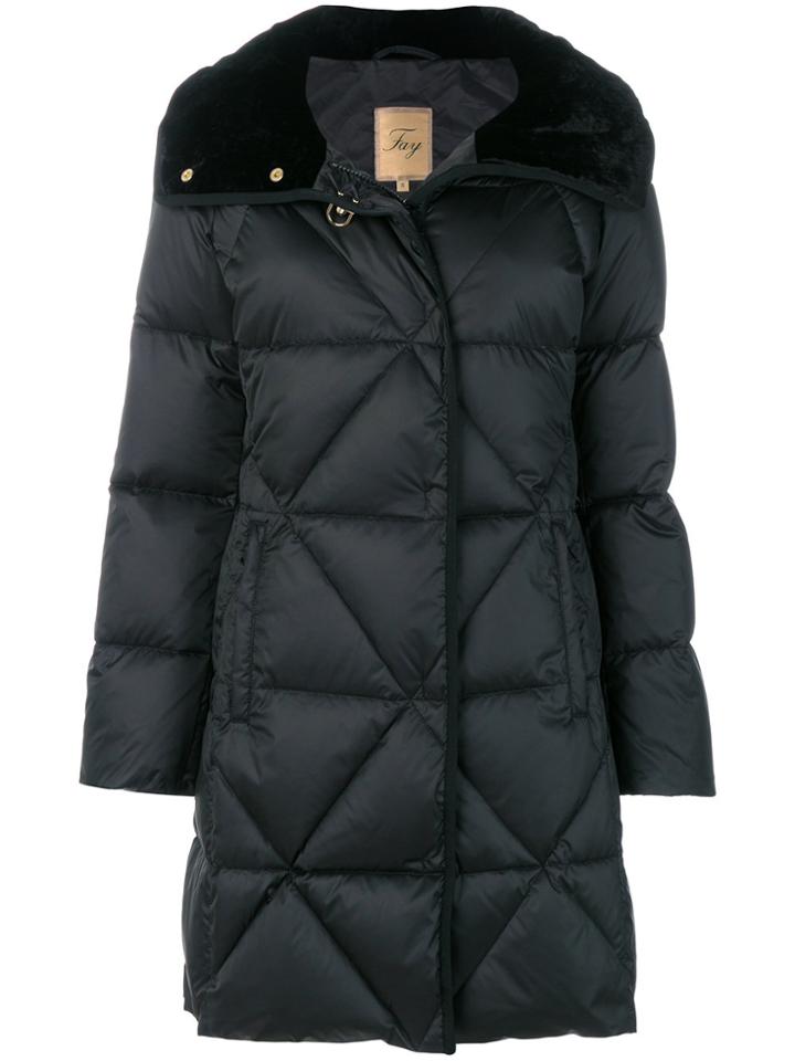 Fay Quilted Padded Parka - Black