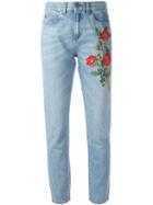 Gucci Embroidered Flower Jeans, Women's, Size: 26, Blue, Cotton