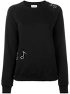 Saint Laurent Music Note Studded Sweatshirt, Women's, Size: Medium, Black, Cotton/metal (other)/glass