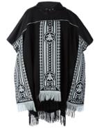 Andrea Crews Hooded Scarf Detail Poncho, Men's, Black, Acrylic/polyester/wool
