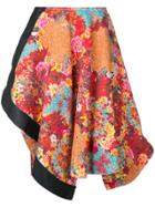 Comme Des Garçons Vintage Floral Print Asymmetric Skirt - Multicolour