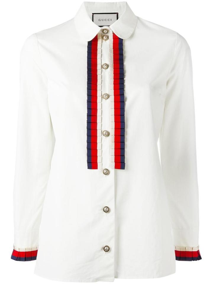 Gucci Web Bow Shirt, Size: 40, Nude/neutrals, Cotton