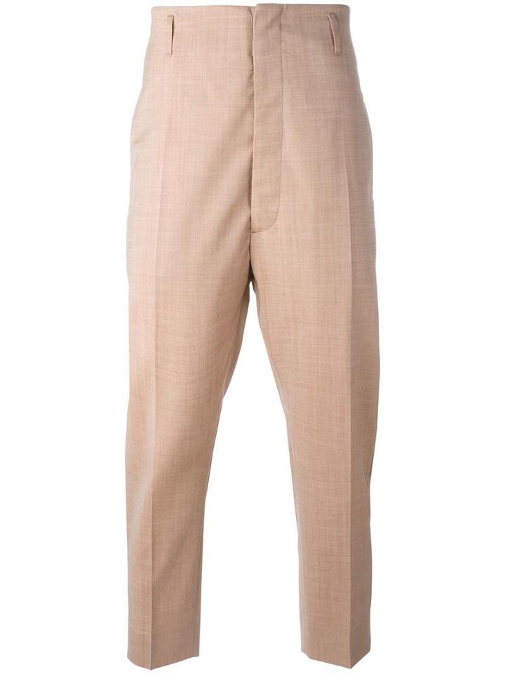 Vivienne Westwood Man Cropped Tapered Trousers, Men's, Size: 50, Nude/neutrals, Virgin Wool/cotton/viscose