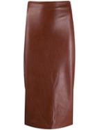 Kiltie Leather Effect Skirt - Brown