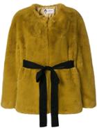 Lanvin Faux Fur Open Front Coat - Green