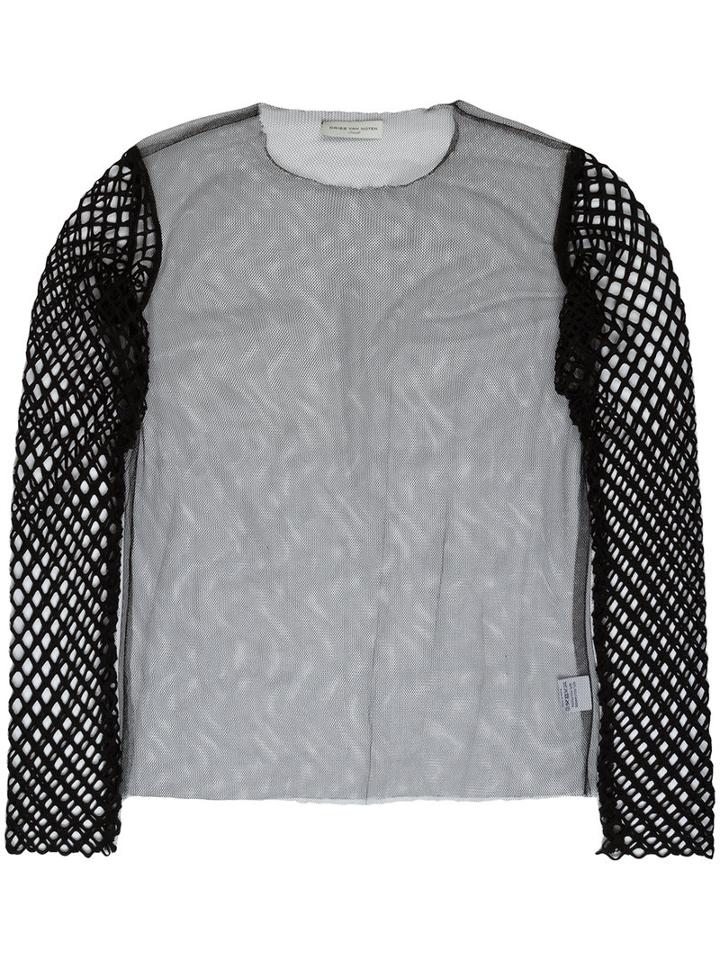 Dries Van Noten - Mesh Overlap Top - Women - Polyamide/polyester - L, Women's, Black, Polyamide/polyester