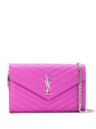 Saint Laurent Quilted Monogram Envelope Shoulder Bag - Pink