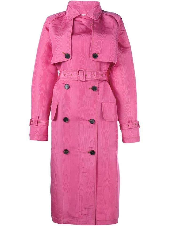 Alessandra Rich Woodgrain Silk Trench Coat With Belt