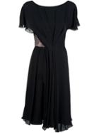 Jason Wu Lace Insert Flared Dress, Women's, Size: 4, Black, Silk