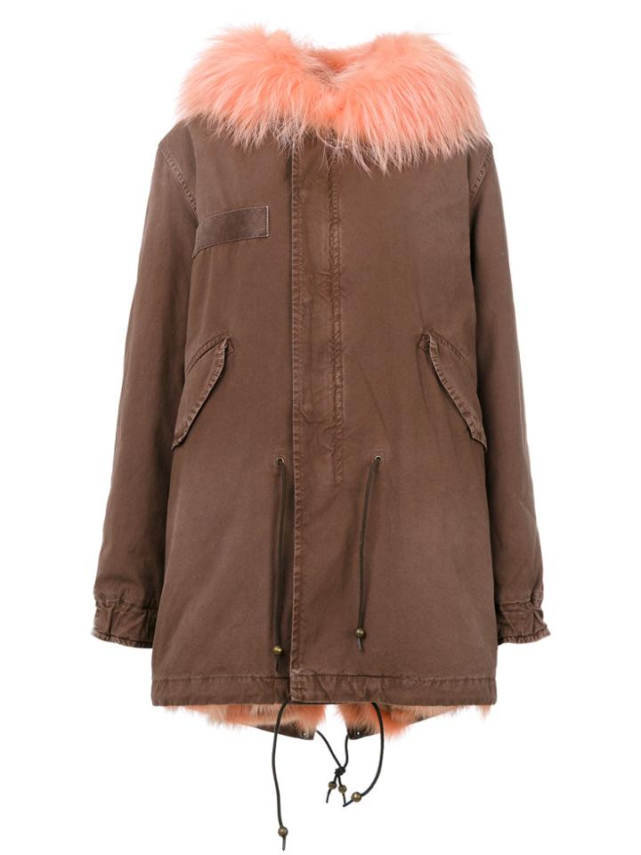 Mr & Mrs Italy Trimmed Hood Midi Parka - Nude & Neutrals