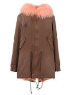 Mr & Mrs Italy Trimmed Hood Midi Parka - Nude & Neutrals