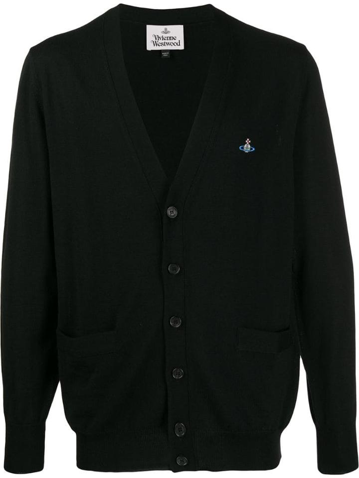 Vivienne Westwood Embroidered Logo Cardigan - Black