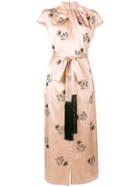 Erdem Long Embroidered Dress - Pink & Purple