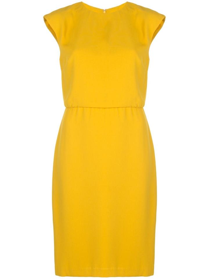 Halston Heritage Draped Neck Crepe Dress - Yellow