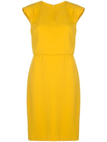 Halston Heritage Draped Neck Crepe Dress - Yellow