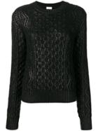 Saint Laurent Lamé Aran Knitted Sweater - Black