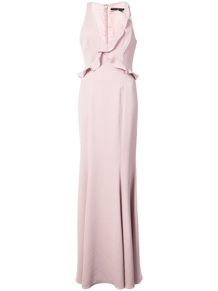 Jay Godfrey Frilled Sleeveless Plunge Gown - Pink & Purple