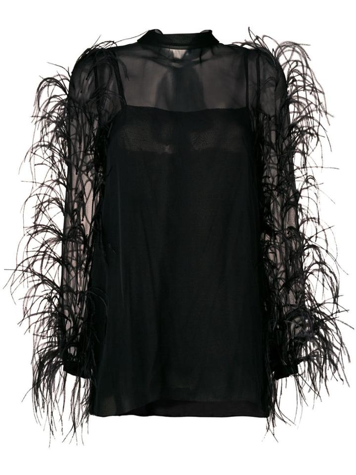 Valentino Sheer Tie Neck Blouse - Black