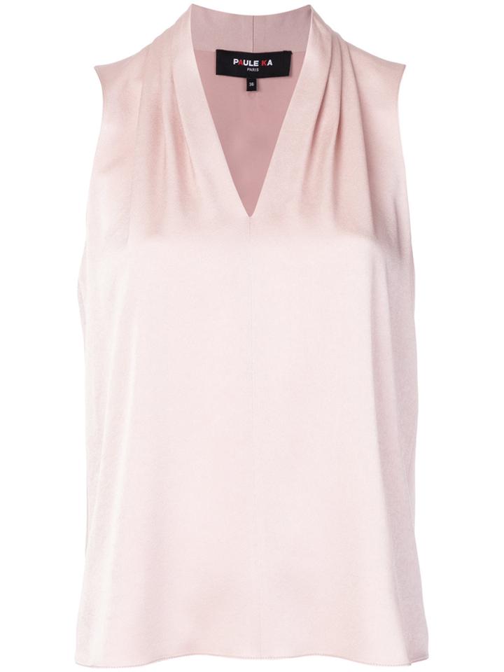 Paule Ka V-neck Vest Top - Pink & Purple