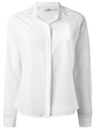 Hope Band Collar Shirt, Women's, Size: 34, White, Silk/cotton