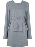 Msgm Fitted Peplum Dress, Women's, Size: 42, Grey, Polyester/virgin Wool