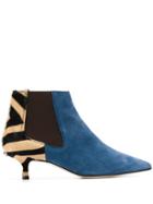 Danielapi Zebra Fur Booties - Blue